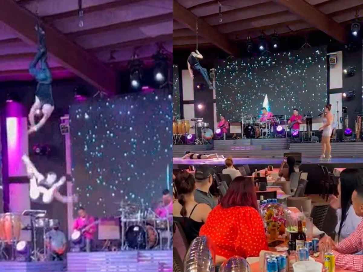 VIDEO: Bailarina cae de las alturas durante show en Colima y nadie la ayuda