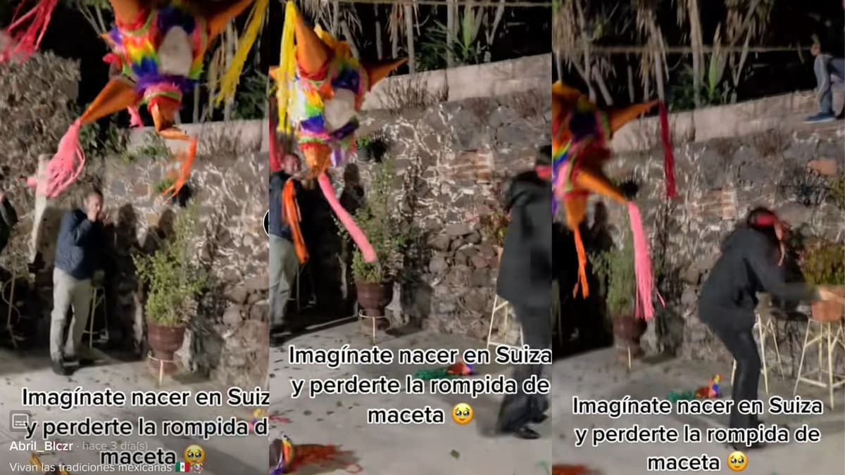 VIDEO: Mujer rompe una maceta en lugar de la piñata en la posada