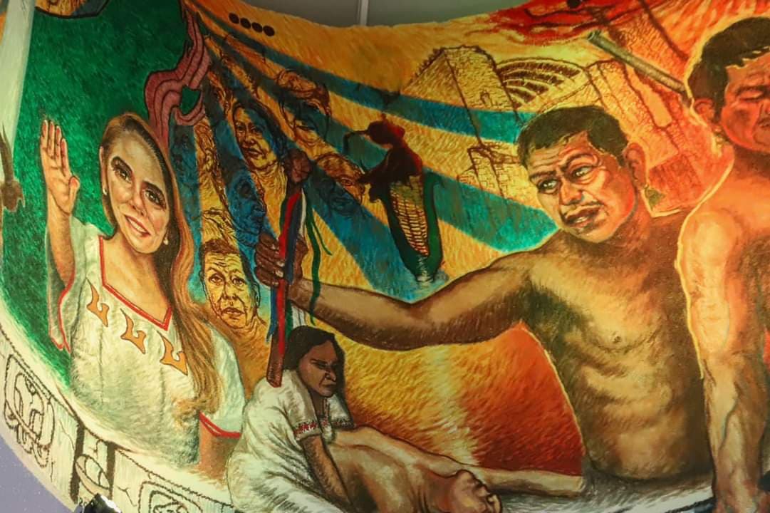Develan mural en el Congreso que incluye a la gobernadora Mara Lezama junto a los héroes del estado