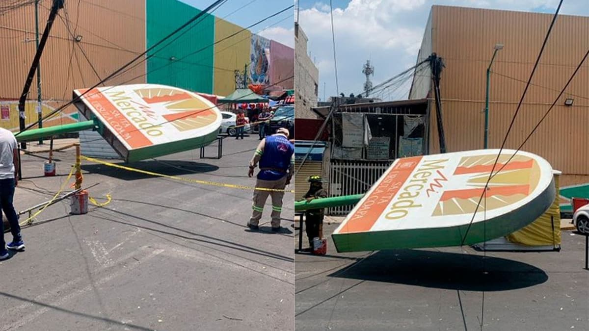 Anuncio de mercado pescaditos de Coyoacán cae y aplasta a una mujer