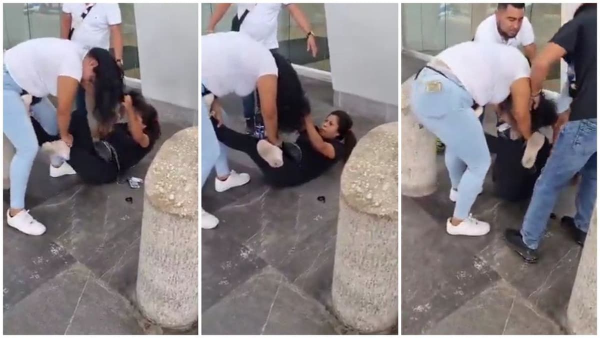 Video: Mujeres se agarran a golpes frente a turistas en el aeropuerto de Cancún