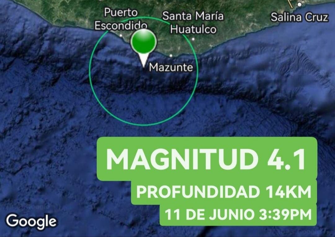 Reportan sismo de magnitud 4.1 en Oaxaca