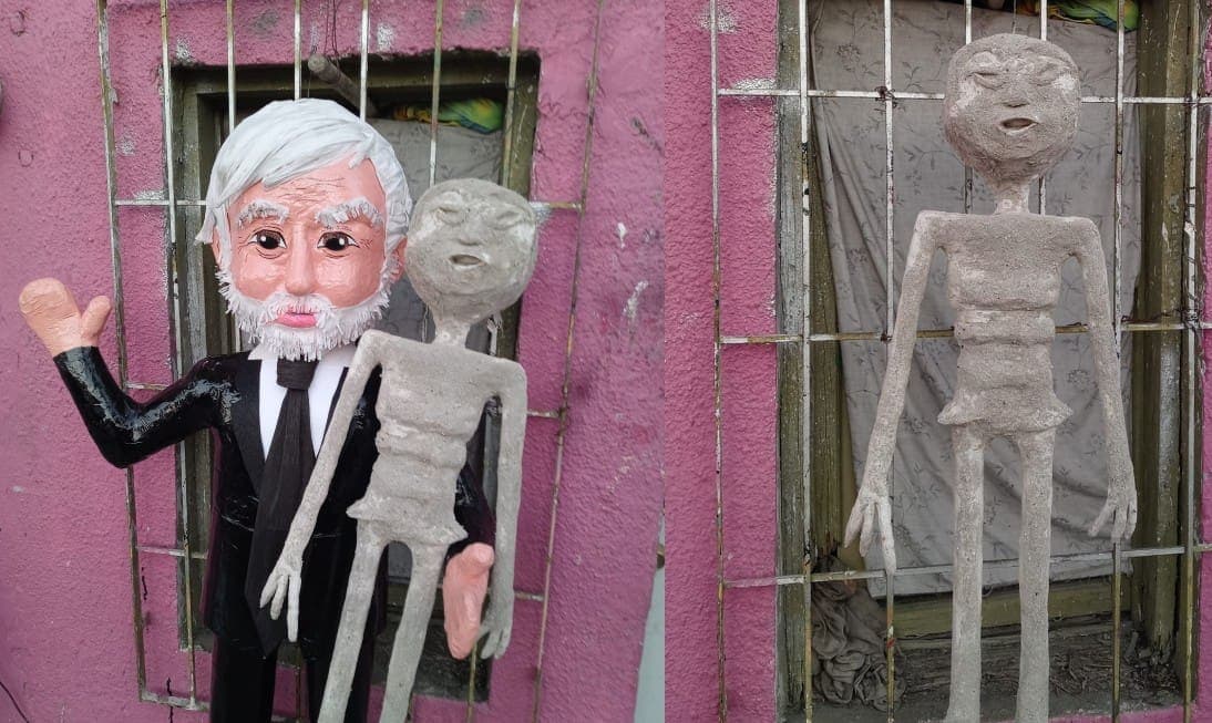 Crean piñata de Jaime Maussan y su "marciano" en Tamaulipas