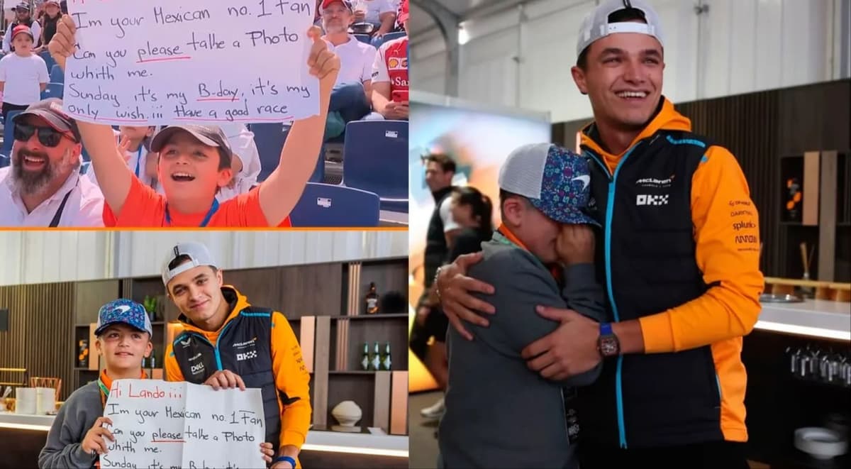 GP de México: Lando Norris hace llorar a niño con increíble gesto