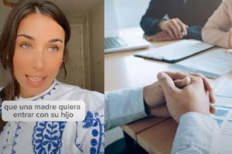 Madre se enoja porque no la dejan entrar a la entrevista de trabajo de su hijo
