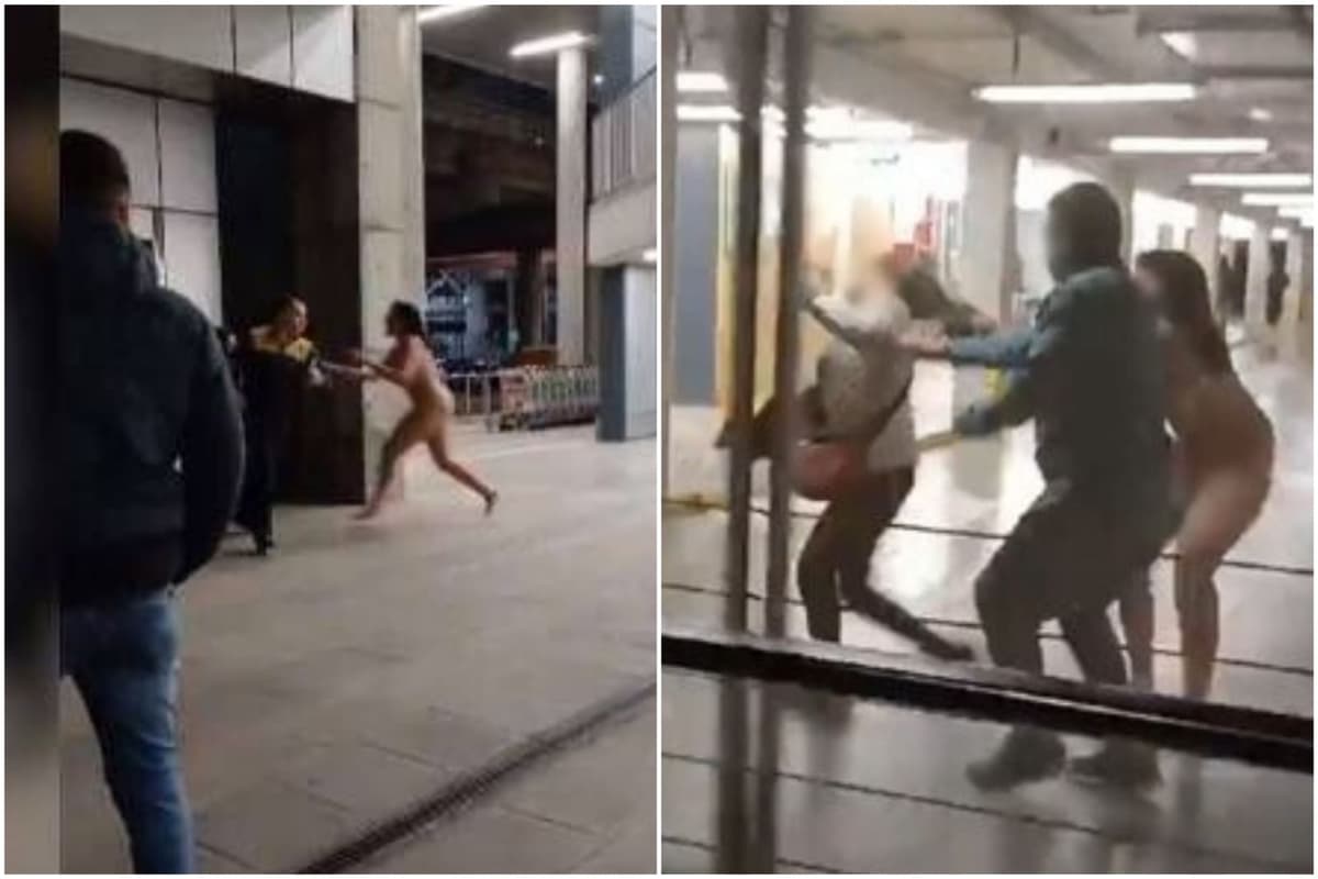 VIDEO: Mujer desnuda ataca a pasajeros en aeropuerto de Chile