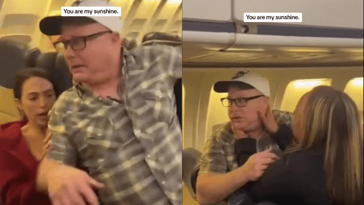 Video: Hombre con Alzheimer sufre crisis nerviosa en pleno vuelo; los pasajeros y su esposa le cantan para calmarlo