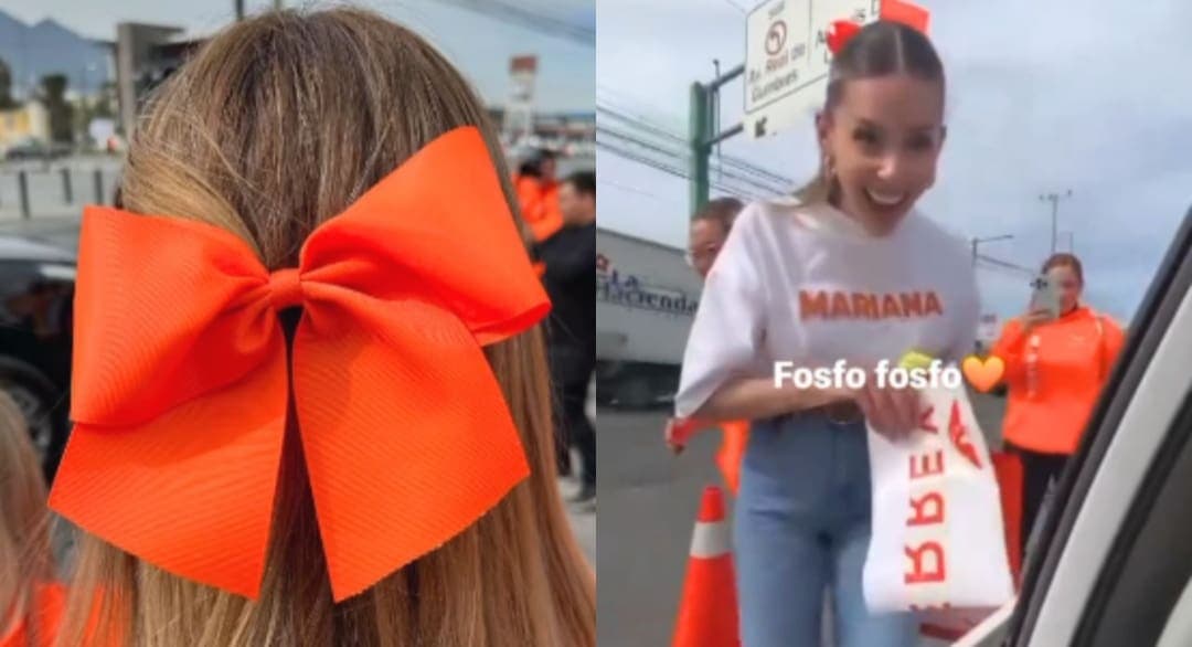 Mariana Rodríguez se vuelve "coquette" y regala moños naranjas en Monterrey
