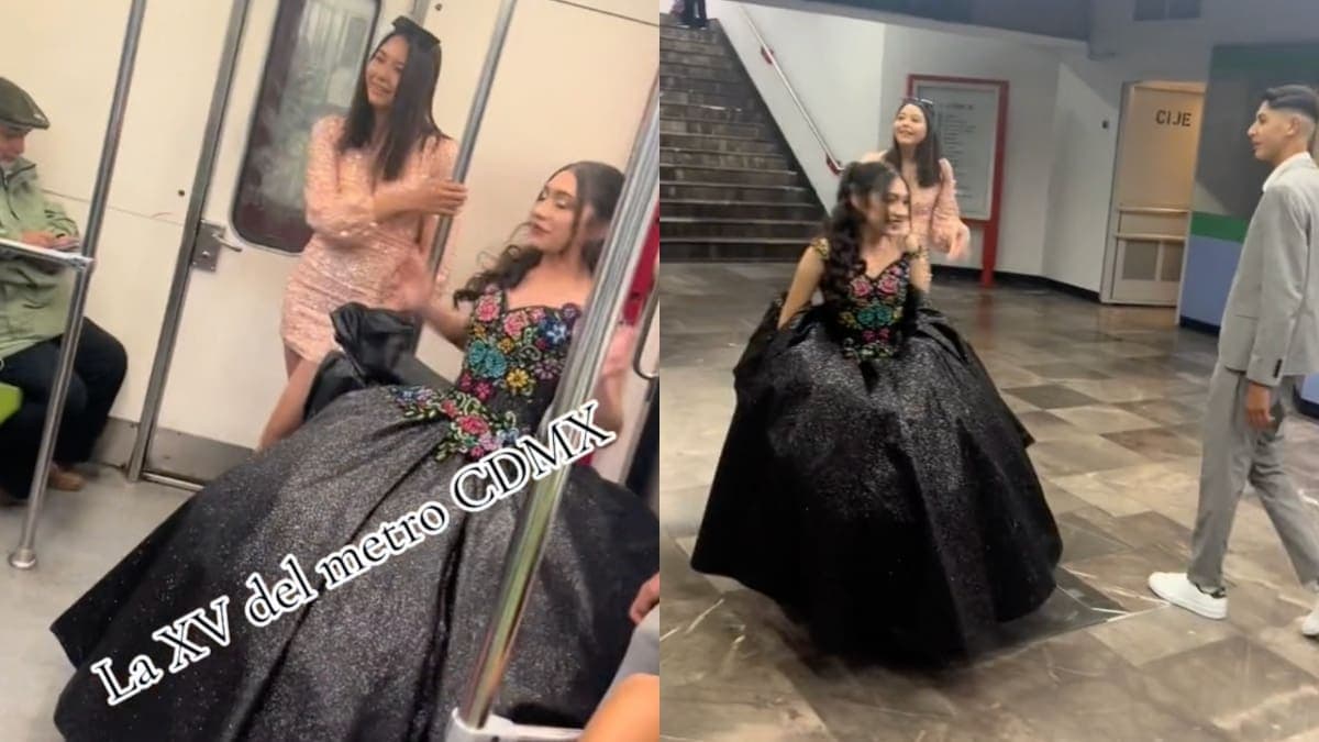 VIDEO: Joven llega a su fiesta de XV años en el Metro de la CDMX y se vuelve viral