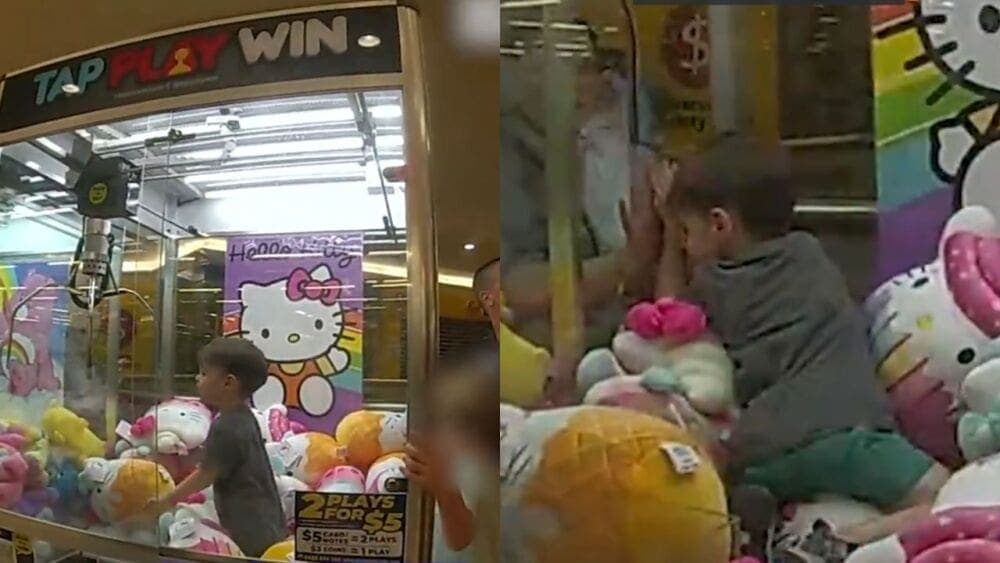 Niño de tres años quedó atrapado dentro de una máquina de peluches