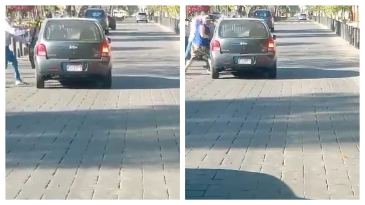 Video: Un chofer de transporte público y el conductor de un Chevy protagonizan riña en Morelia