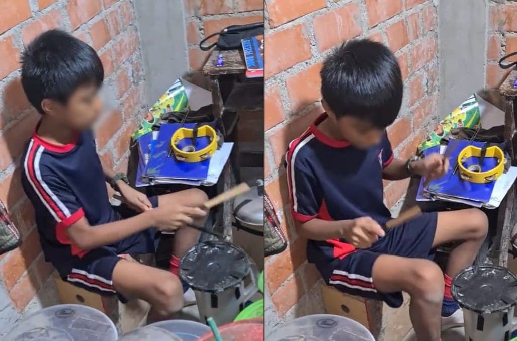 VIDEO: Niño se vuelve viral por tocar batería hecha a mano