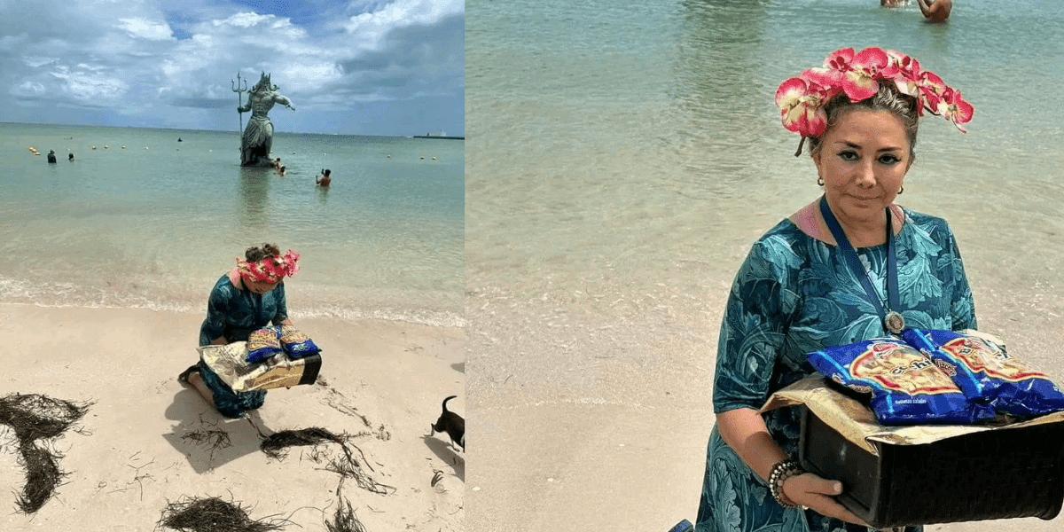 Le ponen ofrenda a Poseidón, en Progreso tras paso del huracán 'Beryl'