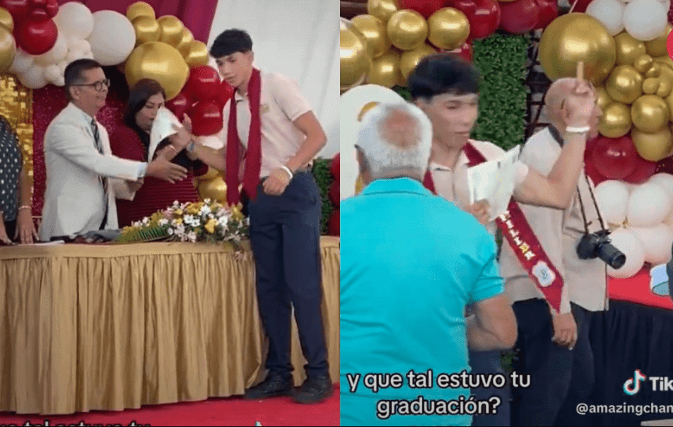 VIDEO: Joven arrebata diploma e insulta al director por dejar afuera de la graduación a su papá