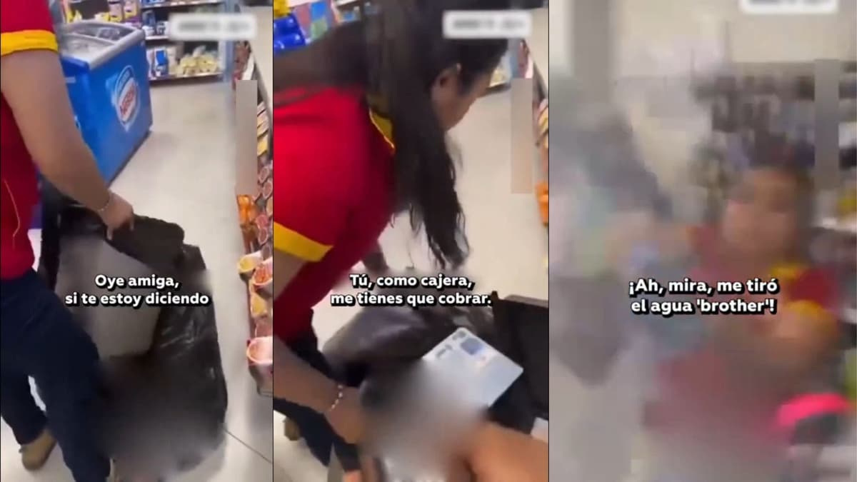 Cajera del OXXO pierde la paciencia y le arroja agua a un cliente