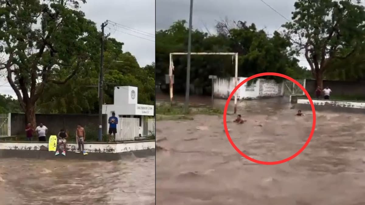 Video: Jóvenes aprovechan desbordamiento de arroyo para "surfear" en él en Colima