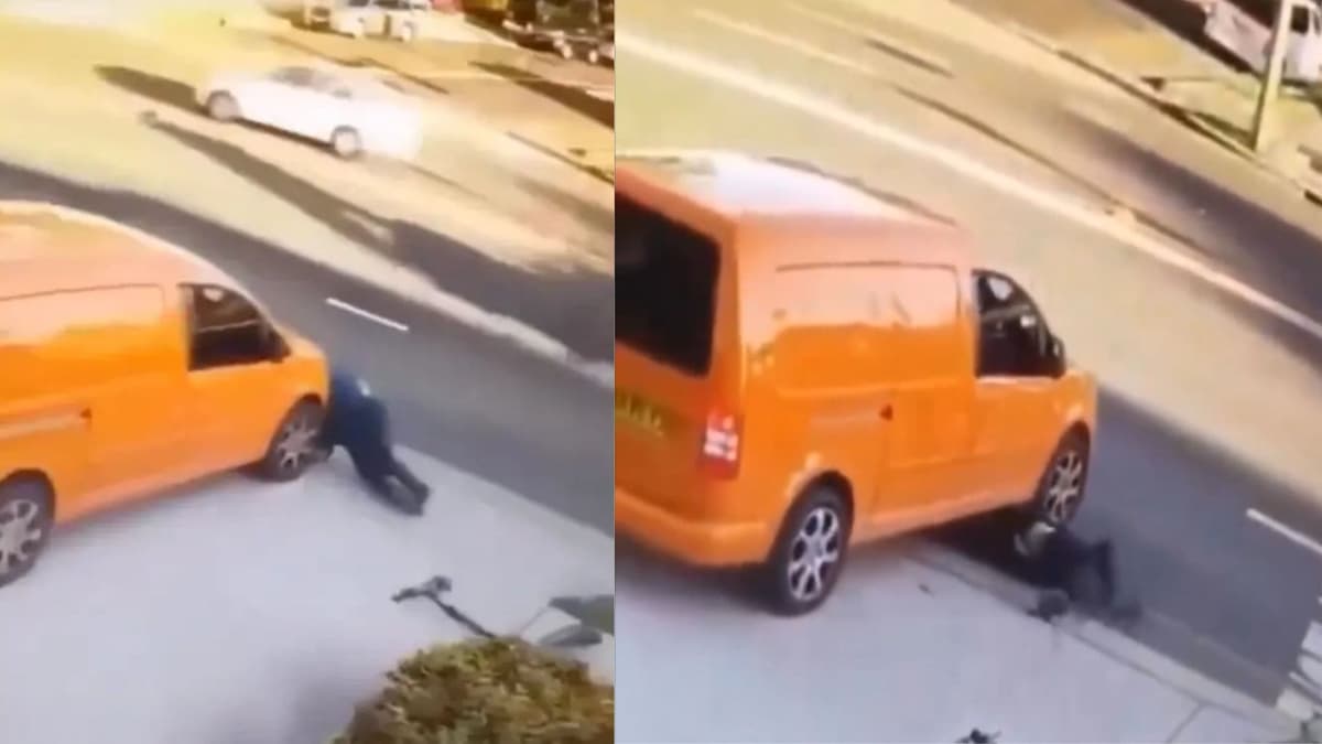 Video: Hombre en scooter se estampa contra camioneta, lo atropella dos veces y sale ileso