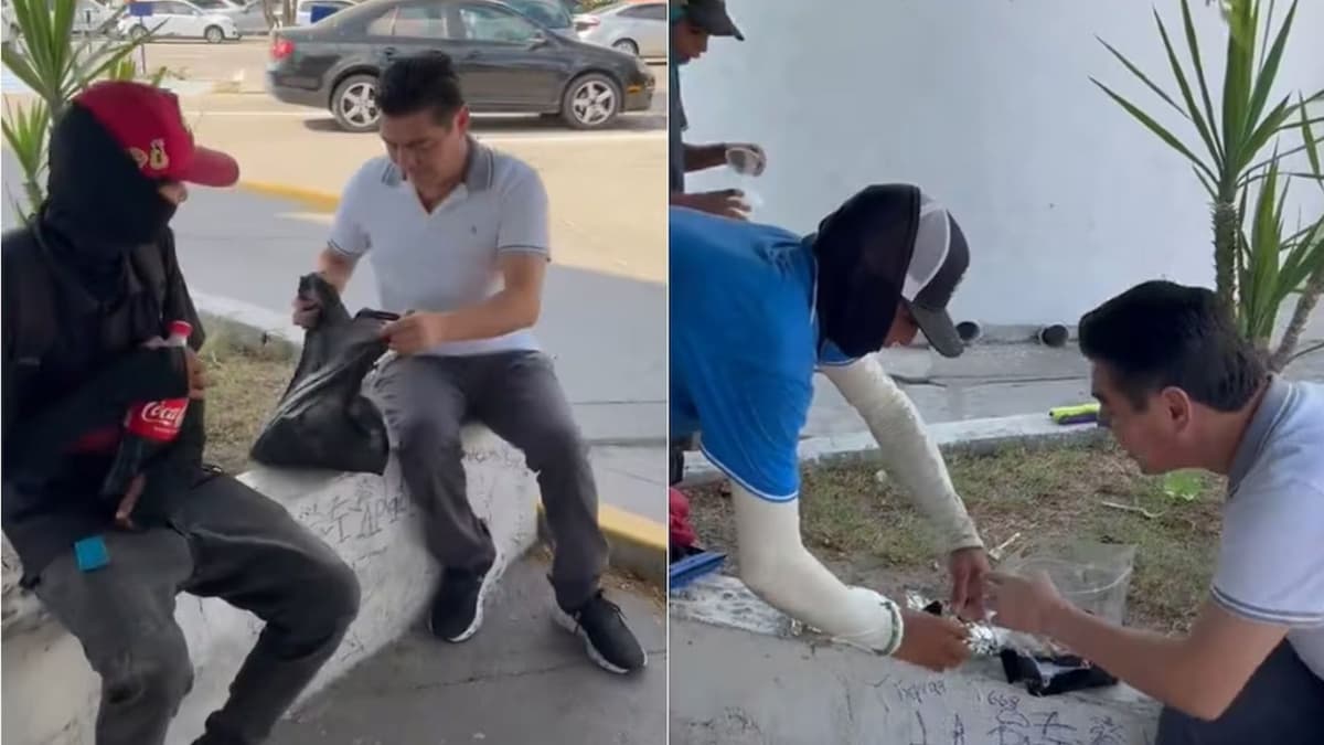 Video: Jorge "Travieso" Arce regala comida a limpiaparabrisas y se sienta a comer con ellos