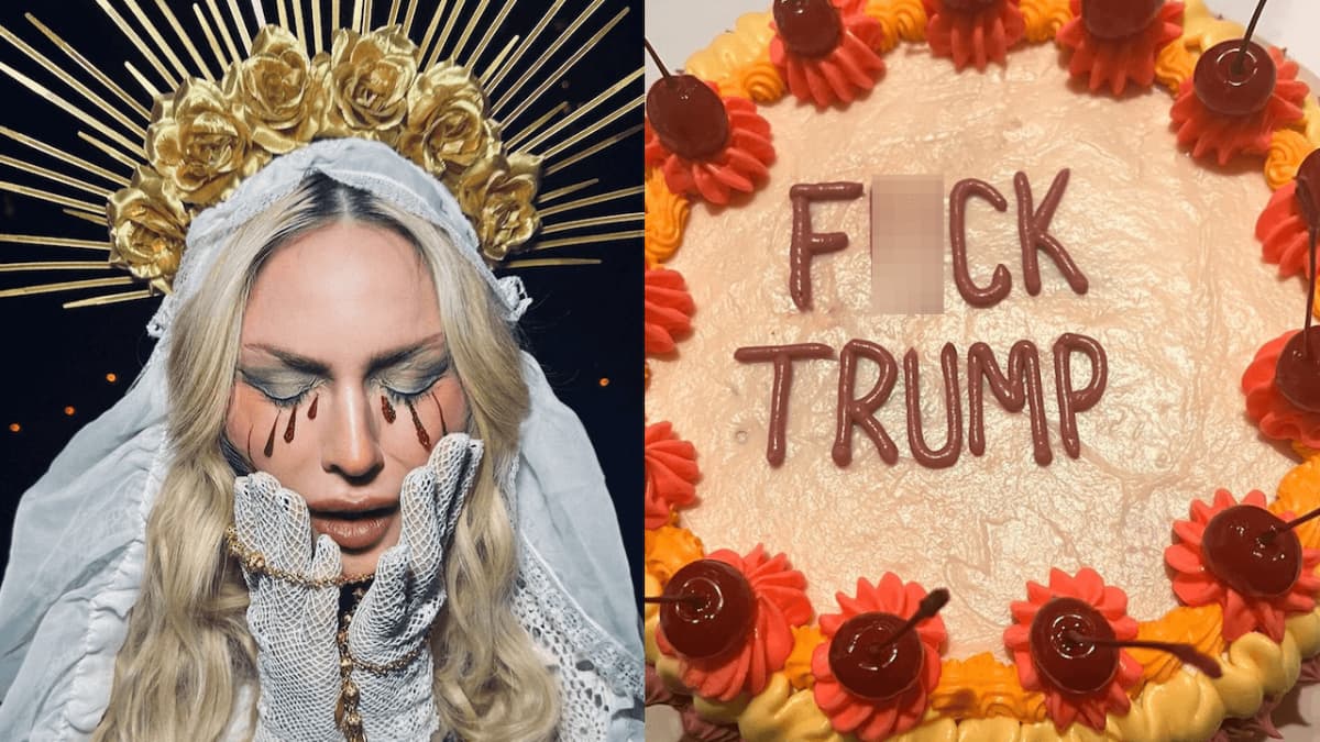 Madonna se estampó un pastel en la cara como rechazo a la victoria de Donald Trump