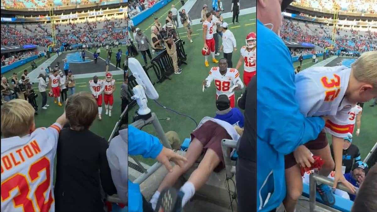 Niño fan de los Kansas City Chiefs cae de las gradas pero es atrapado por un jugador del equipo