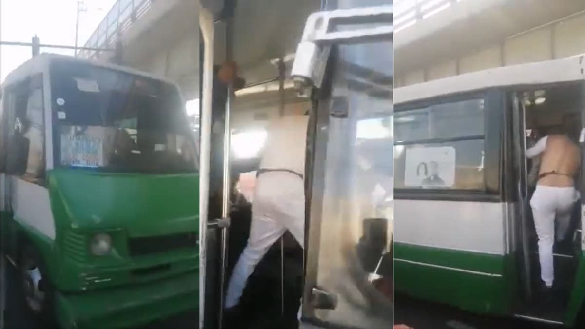 Video: Choferes del transporte público se agarran a golpes dentro de microbús en CDMX