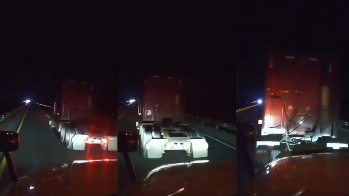 Video: Trailero impacta a unidad que le cerraba el paso en la autopista Puebla-Orizaba; presuntamente eran ladrones