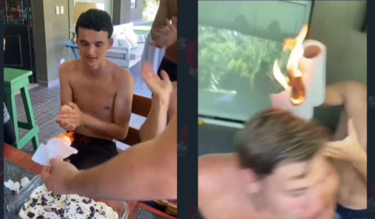 VIDEO: Joven quería un cumpleaños tranquilo, pero sus amigos casi incendian todo