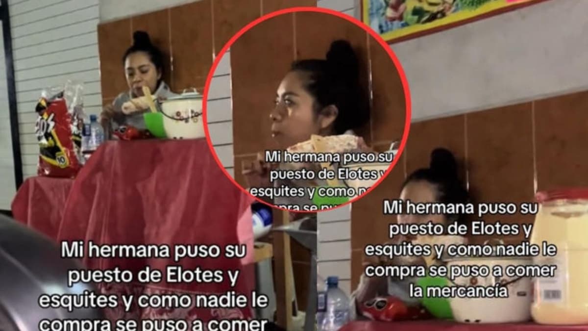 Video: Mujer pone puesto de elotes y se come su mercancía tras no vender nada
