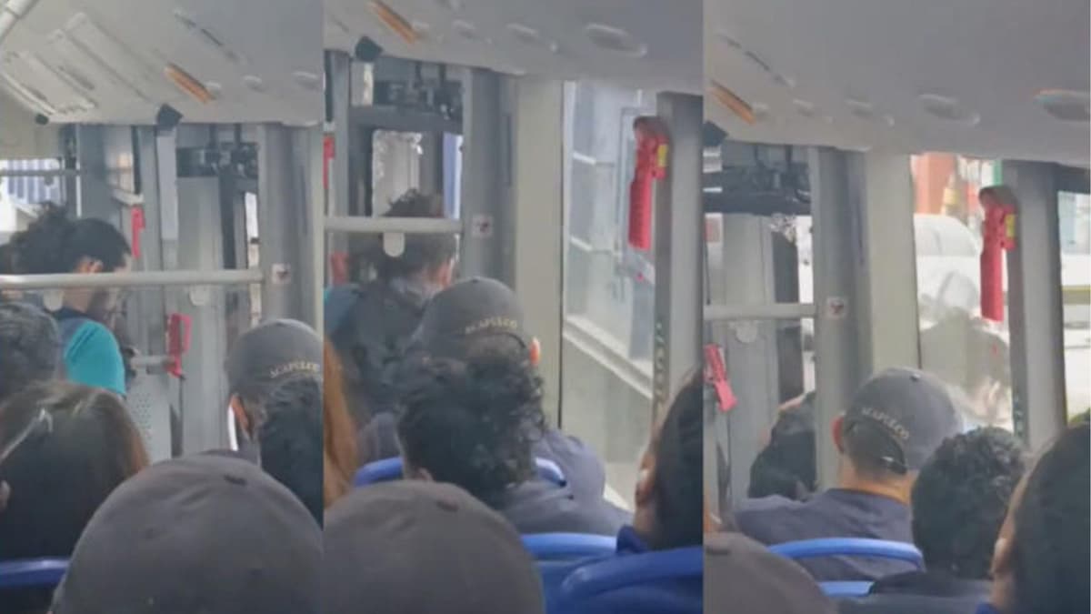 Video: Joven se lanza de un autobús en movimiento porque chofer no lo bajó donde quería, en Monterrey