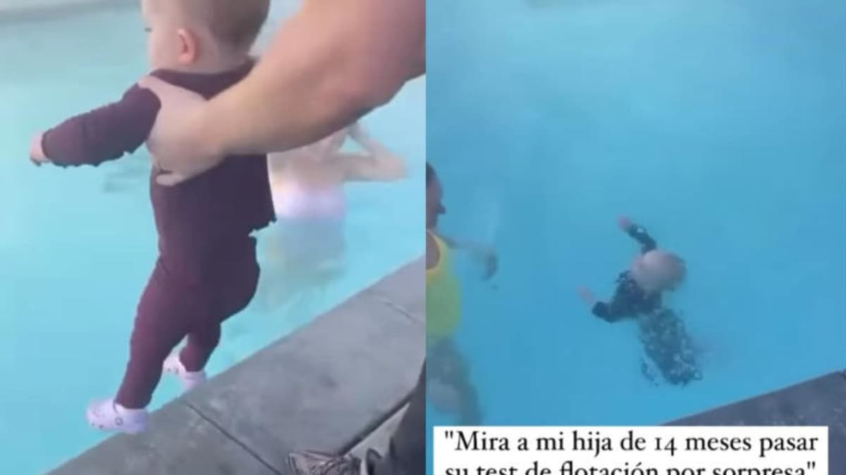 Video: "Test de flotación" causa polémica luego de que instructora arrojara a su bebé a la piscina