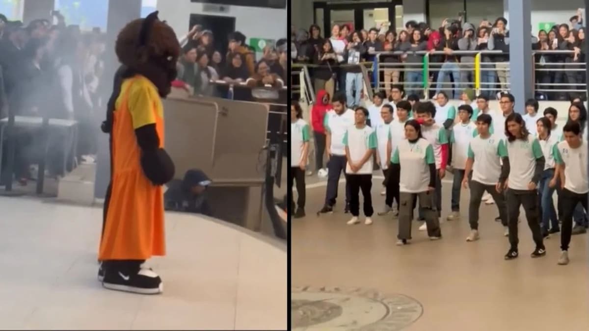 Video: Estudiantes de la Universidad Autónoma de Nuevo León recrean famoso reto de "El Juego del Calamar"
