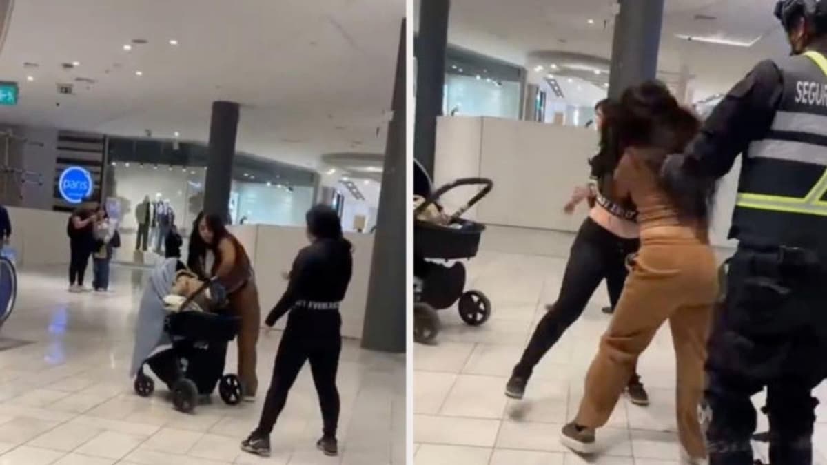 Video: Mujer deja a su bebé en la carriola para pelearse a golpes en plaza comercial de Chile