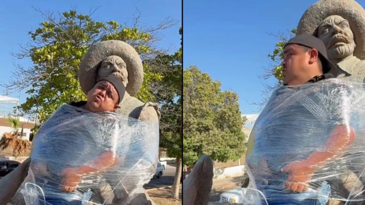 Youtuber es emplayado en monumento a Don Quijote de la Mancha en Los Mochis, Sinaloa
