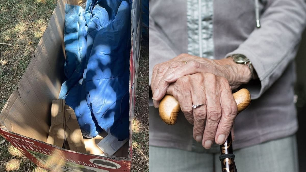 Adulto mayor con Parkinson es abandonado dentro de una caja de cartón en un parque de Chihuahua