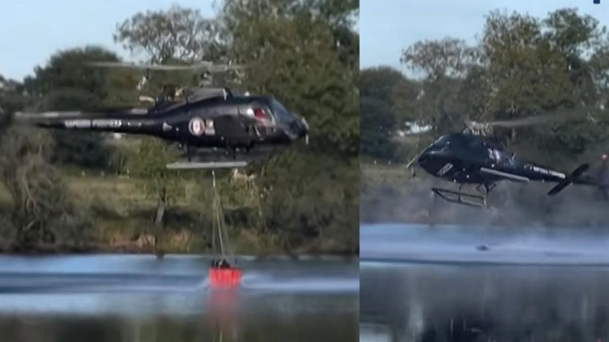 Video: Se desploma helicóptero tras intentar sacar agua de un estanque en Francia