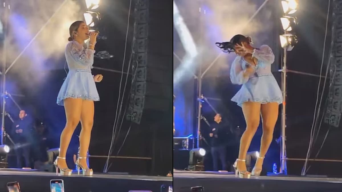 Video: Cantante es golpeada por un dron en pleno concierto en Perú