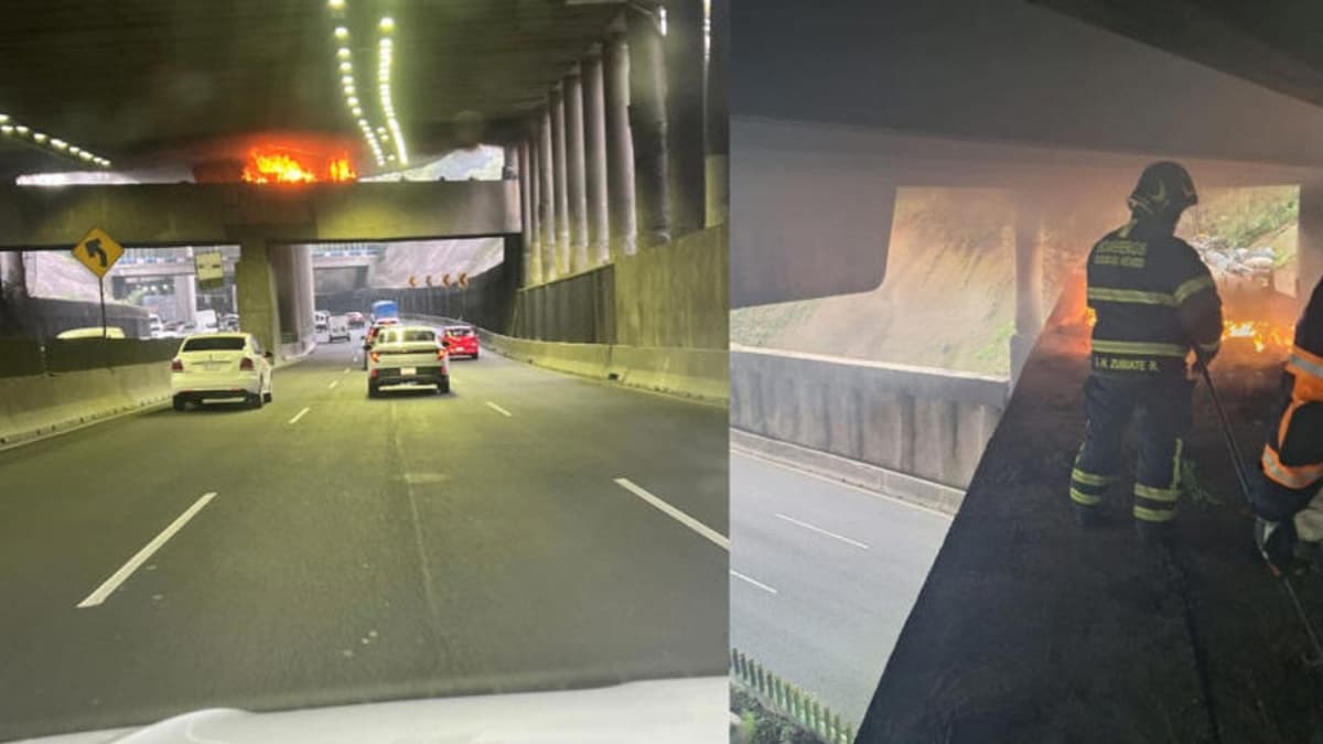 Reportan incendio en bajo puente de Periférico en la alcaldía Miguel Hidalgo en CDMX