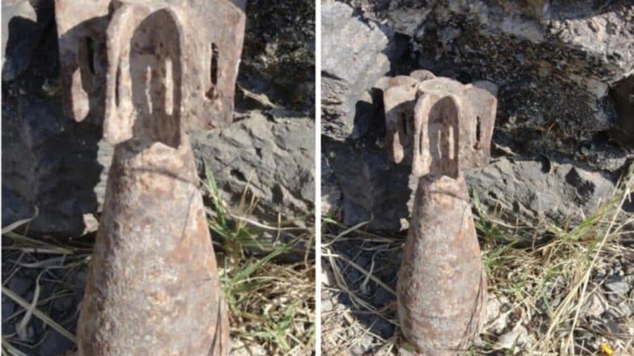 Pepenadora tira un misil mortero afuera de una estación de bomberos en León, Guanajuato