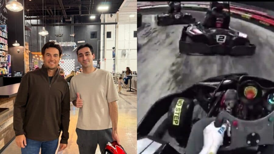 Video: Checo Pérez compite contra un fan en carrera de karts