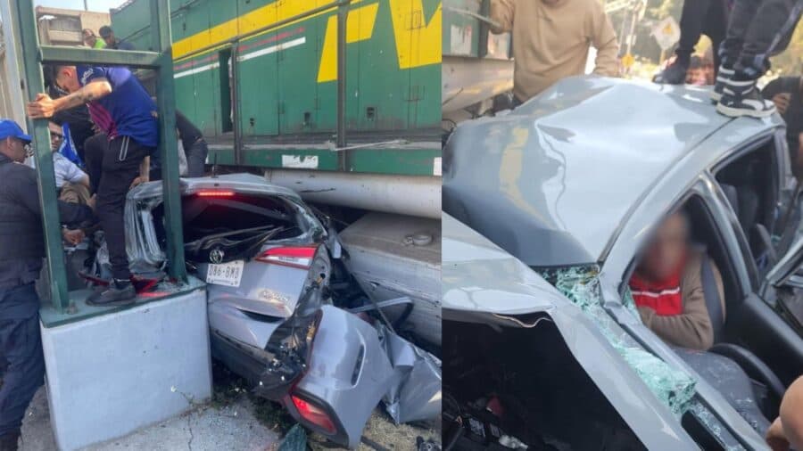 Adulto mayor intenta ganarle el paso al tren y queda prensado en su auto en la alcaldía Gustavo A. Madero, CDMX