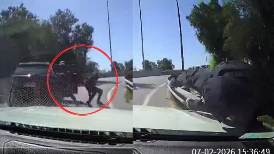 Video: Automovilista atropella a dos sujetos que lo emboscaron para asaltarlo en la autopista en Chile
