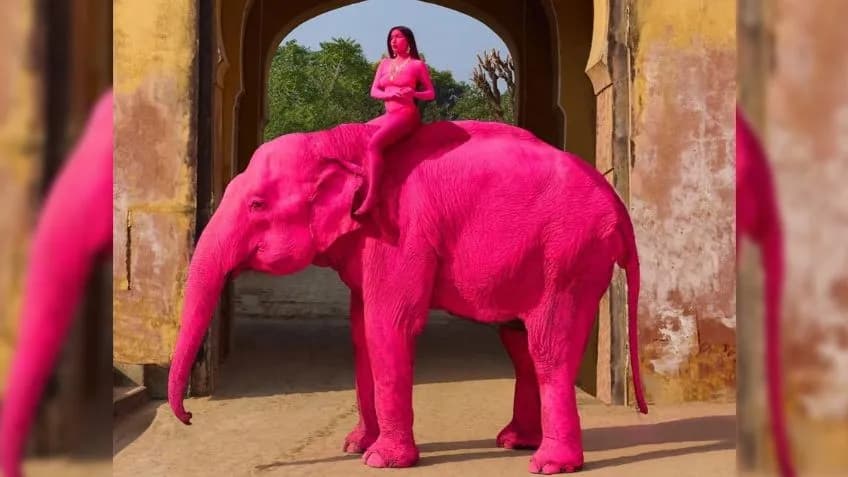 Muere elefante luego de haber sido pintado de rosa por fotógrafa en India