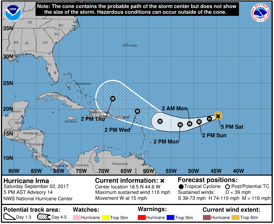 Huracán Irma avanza hacia el Caribe