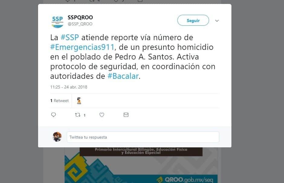 Asesinan a una persona en Bacalar, hieren a un menor