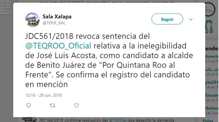 Confirma Tribunal a Acosta Toledo como candidato; ya no iría Eloy Peniche por el Frente