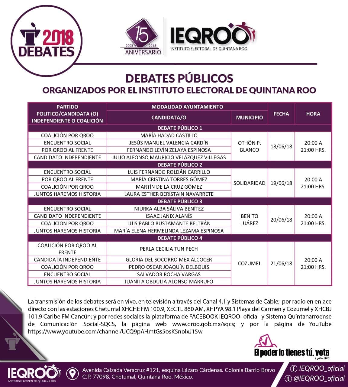 Conoce las fechas de los debates