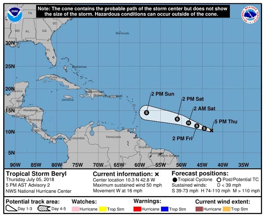 Depresión tropical “Dos” evoluciona a tormenta tropical “Beryl”, no hay riesgo para Quintana Roo