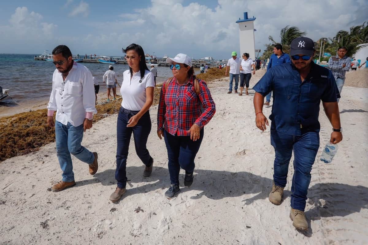 Constata Laura Fernández retiro de sargazo de las playas de Puerto Morelos