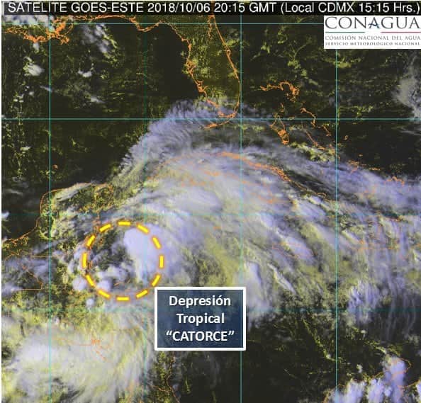 Se forma Depresión Tropical 14 frente a costas de Quintana Roo