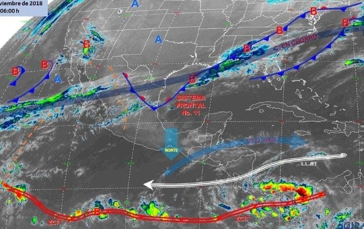Se esperan tormentas muy fuertes en el sureste del país por Frente Frío 11